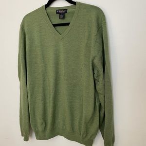 Brooks brother merino wool v neck sweater green L